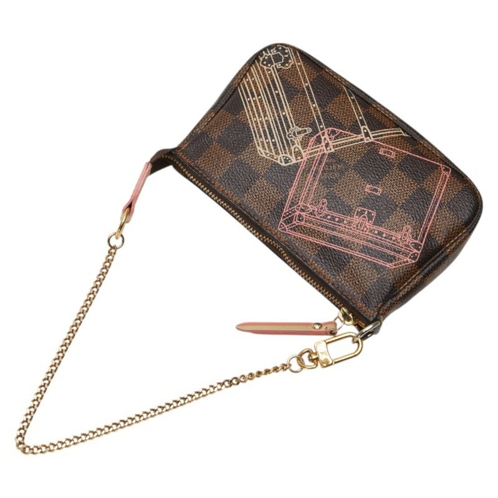 LOUIS VUITTON Authentic Brown Damier Leather Pochette Pouch - Picture 9 of 14